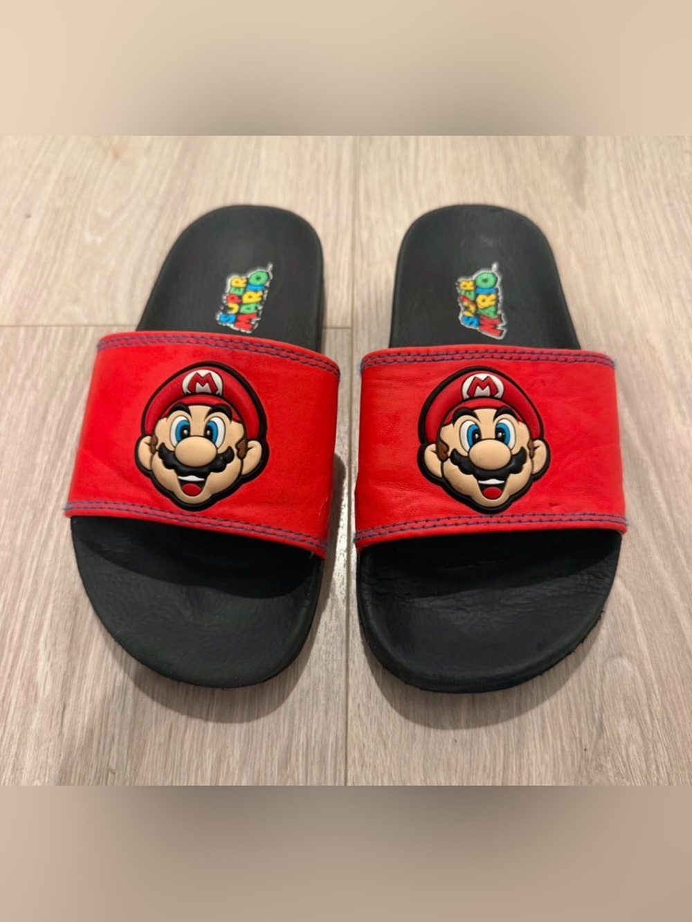 Nintendo Super Mario Red and Black Kids Slide Sandals